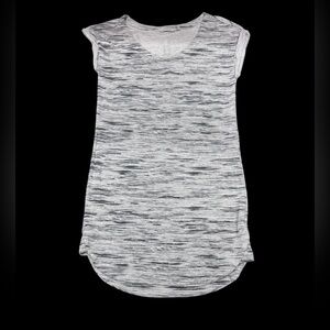 Athleta T-Shirt Dress White Gray stripe  Cap Sleeve Modal Cotton Size Small d1